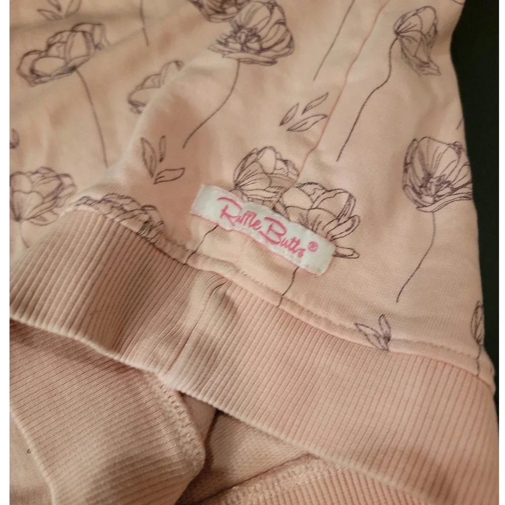 RuffleButts Pink Floral Ruffle Sweatshirt and Jogger Set 18-24M